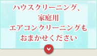 ハウスクリーニング、家庭用エアコンクリーニングもおかませください
